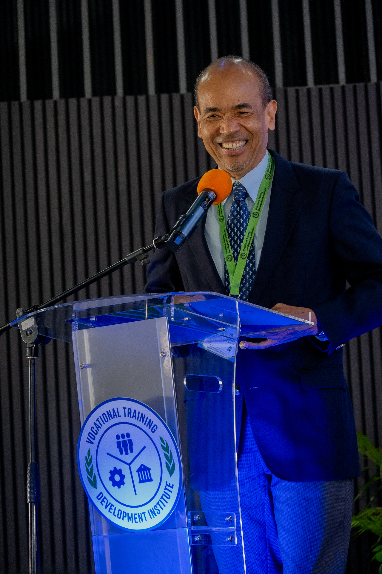 Speaker delivering the keynote at the VTDI TVET Symposium